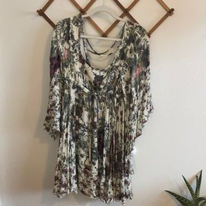 Bohemian floral purple and green free people dress